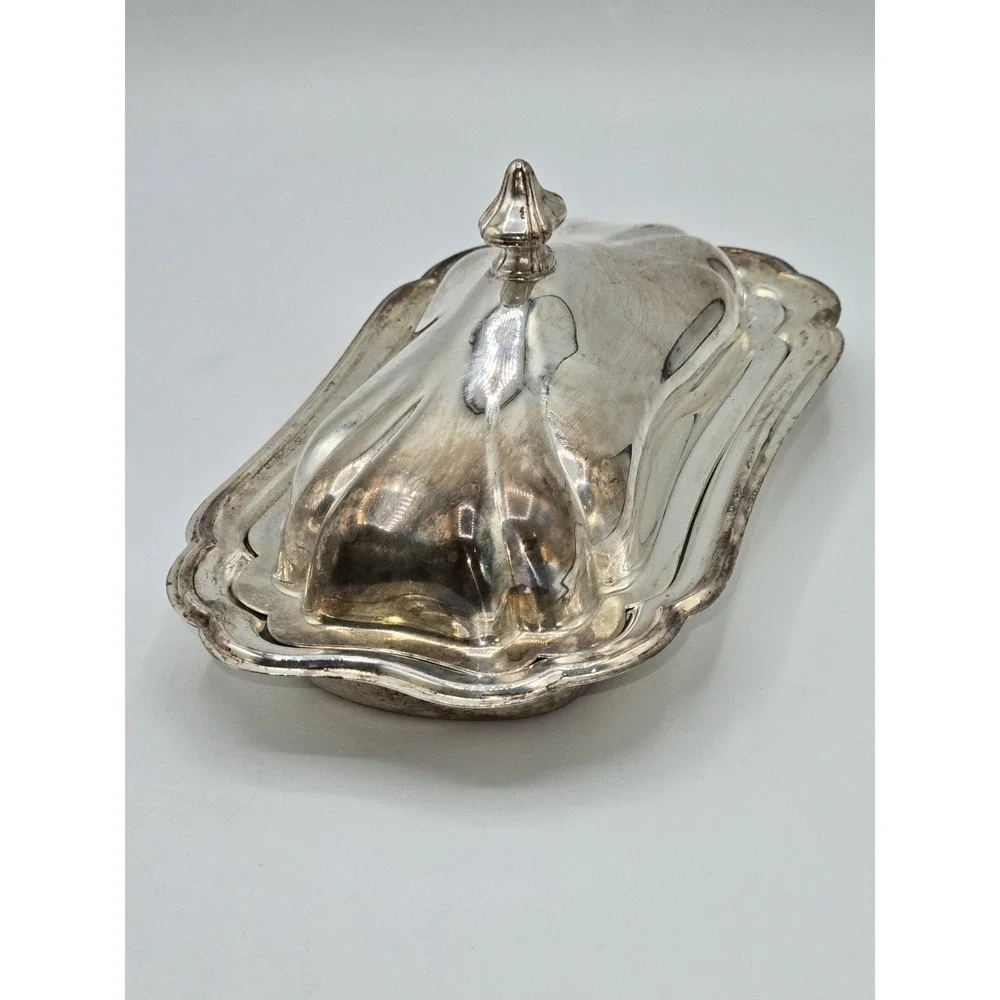 Gorham Heritage Silverplate Butter Dish With Lid and Glass Insert 7.5